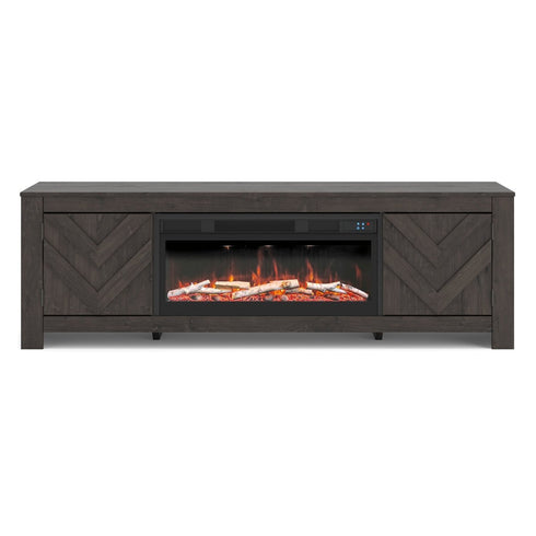 Cayboni Black - ish TV Stand w/ Fireplace - WCC Furniture & Mattress Center Lafayette & Lake Charles