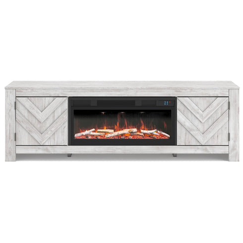 Cayboni Whitewash TV Stand w/ Fireplace - WCC Furniture & Mattress Center Lafayette & Lake Charles