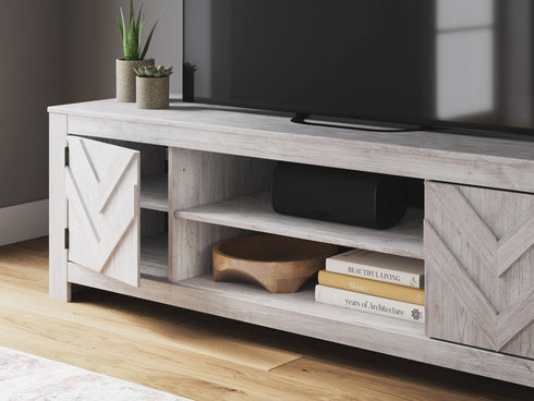 Cayboni Whitewash TV Stand w/ Fireplace - WCC Furniture & Mattress Center Lafayette & Lake Charles