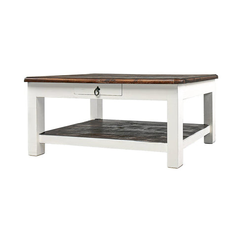 Chastain Aged White Tobacco Top 1 Drawer Coffee Table - WCC Furniture & Mattress Center Lafayette & Lake Charles