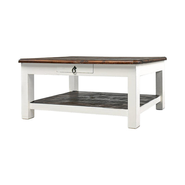 Chastain Aged White Tobacco Top 1 Drawer Coffee Table - WCC Furniture & Mattress Center Lafayette & Lake Charles