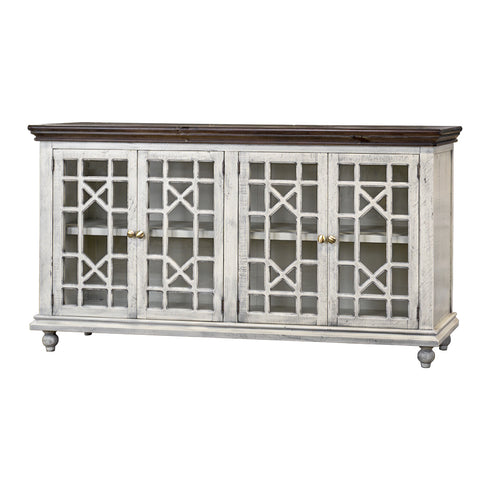 Walker Stone with Limewash Top 4 Door Console