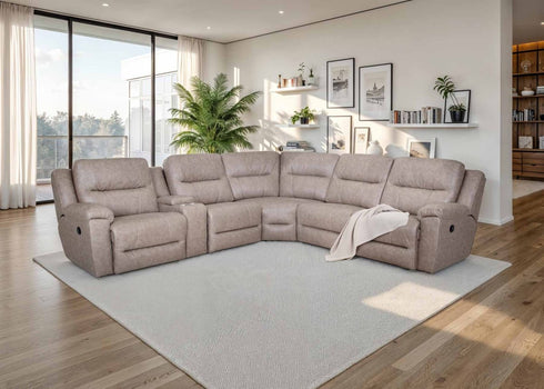 Davenport Duvall Greige Reclining Sectional - WCC Furniture & Mattress Center Lafayette & Lake Charles