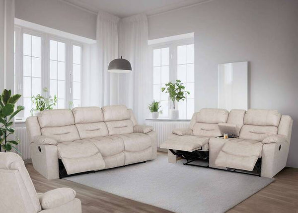 Decker Easter Buff Reclining Sofa & Loveseat - WCC Furniture & Mattress Center Lafayette & Lake Charles