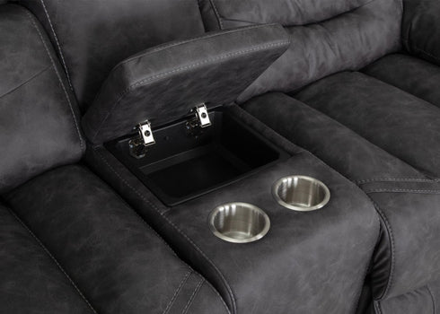 Decker Easter Slate Reclining Loveseat with Console - WCC Furniture & Mattress Center Lafayette & Lake Charles