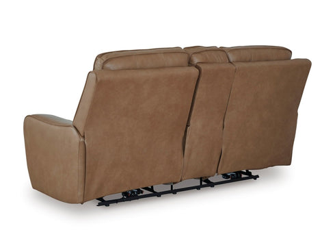 DeepWakes Caramel Power Reclining Loveseat w/ Console - WCC Furniture & Mattress Center Lafayette & Lake Charles
