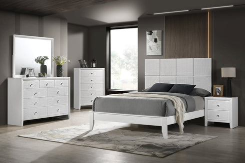 Denker White Bed, Dresser & Mirror - WCC Furniture & Mattress Center Lafayette & Lake Charles