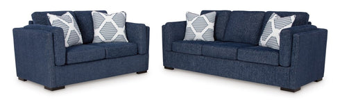 Evansley Navy Sofa & Loveseat - WCC Furniture & Mattress Center Lafayette & Lake Charles