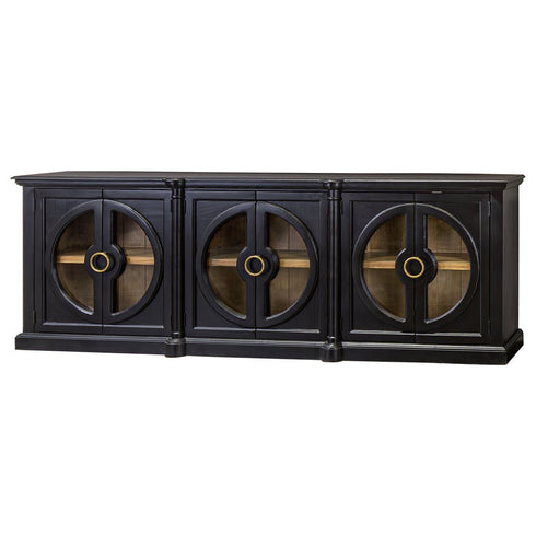 Everton Smooth Black/Smooth Pecan 6 Door Console - WCC Furniture & Mattress Center Lafayette & Lake Charles