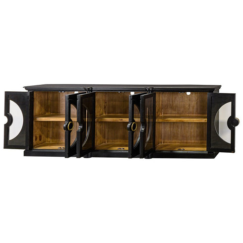Everton Smooth Black/Smooth Pecan 6 Door Console - WCC Furniture & Mattress Center Lafayette & Lake Charles