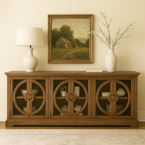 Everton Smooth Pecan 6 Door Console - WCC Furniture & Mattress Center Lafayette & Lake Charles