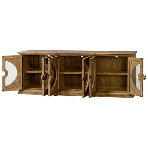 Everton Smooth Pecan 6 Door Console - WCC Furniture & Mattress Center Lafayette & Lake Charles