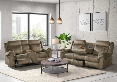 Sorrento Brown Reclining Sofa & Loveseat
