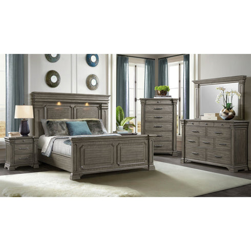 Kings Court Panel Bed, Dresser & Mirror