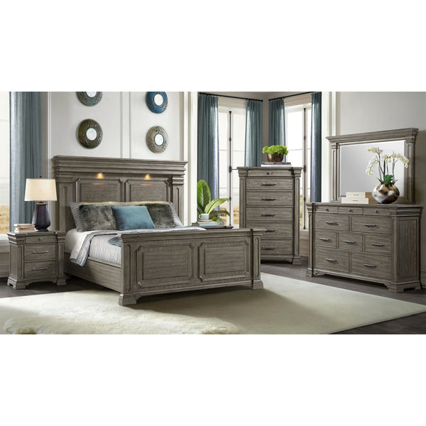 Kings Court Panel Bed, Dresser & Mirror