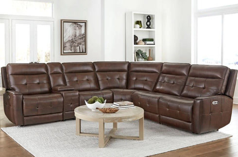Felton Acorn 6 Piece Power Reclining Sectional - WCC Furniture & Mattress Center Lafayette & Lake Charles