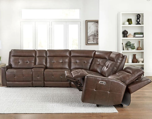 Felton Acorn 6 Piece Power Reclining Sectional - WCC Furniture & Mattress Center Lafayette & Lake Charles