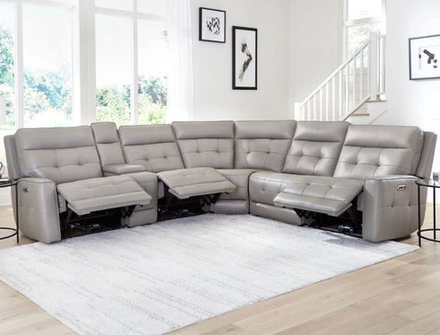 Felton Pewter 6 Piece Power Reclining Sectional - WCC Furniture & Mattress Center Lafayette & Lake Charles
