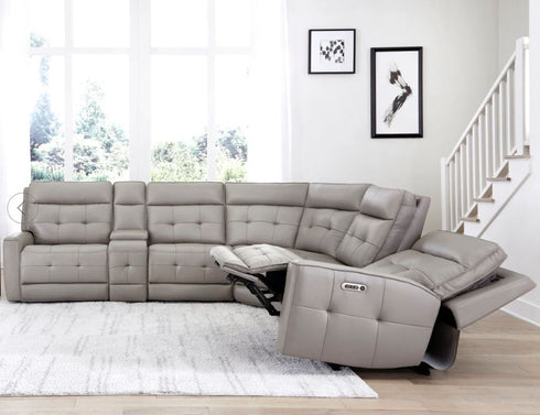 Felton Pewter 6 Piece Power Reclining Sectional - WCC Furniture & Mattress Center Lafayette & Lake Charles