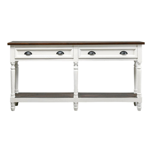 Fisher Aged White Tobacco Top 2 Drawer Sofa Table - WCC Furniture & Mattress Center Lafayette & Lake Charles