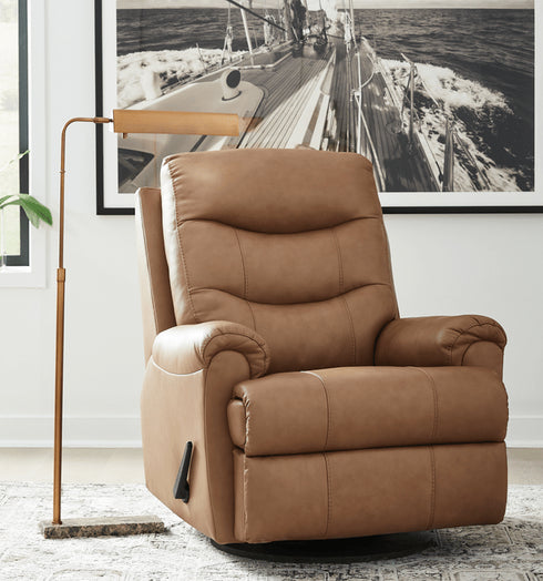 Flynwood Butternut Swivel Glider Recliner - WCC Furniture & Mattress Center Lafayette & Lake Charles