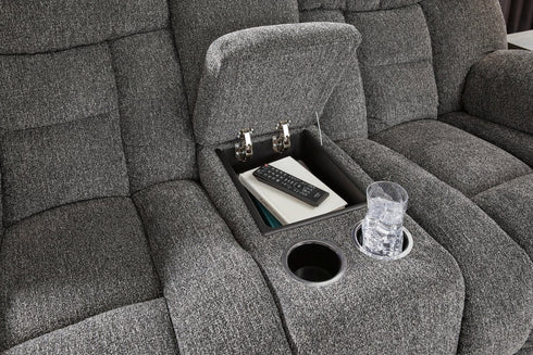 Foreside Charcoal Reclining Sofa & Loveseat - WCC Furniture & Mattress Center Lafayette & Lake Charles