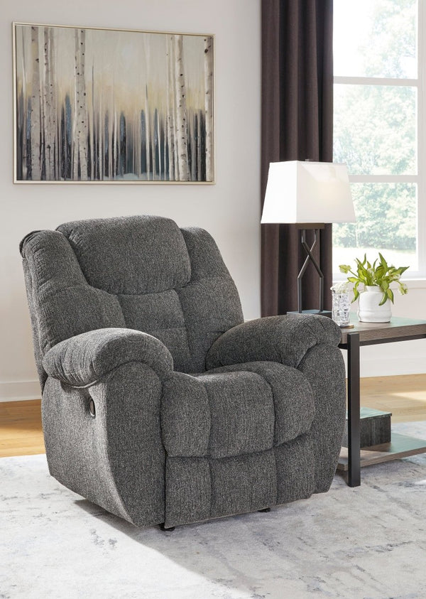 Foreside Charcoal Rocker Recliner - WCC Furniture & Mattress Center Lafayette & Lake Charles
