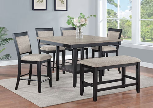 Fulton Light Grey 6 Piece Counter Height Dining Set - WCC Furniture & Mattress Center Lafayette & Lake Charles