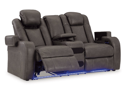 Fyne - Dyme Shadow Power Reclining Loveseat - WCC Furniture & Mattress Center Lafayette & Lake Charles