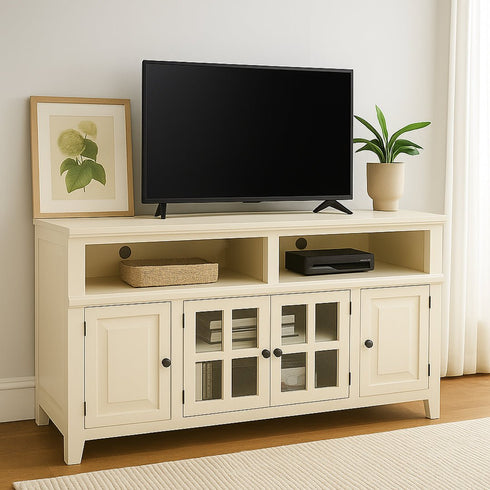 Hacienda Swiss Coffee 60" TV Stand Console - WCC Furniture & Mattress Center Lafayette & Lake Charles