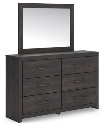 Ashley Delmorta 6 Drawer Dresser and Mirror, Dark Gray Ashley Delmorta 6 Drawer Dresser and Mirror, Dark Gray