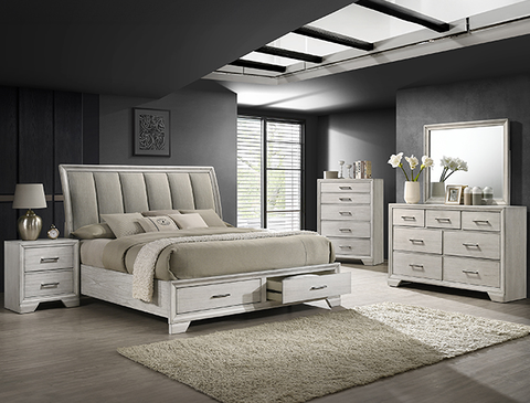Jaymes White Mist Platform Storage Bed