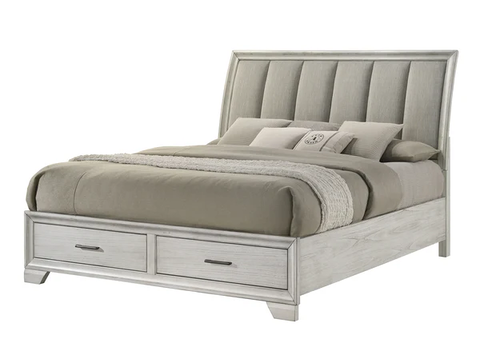 Jaymes White Mist Platform Storage Bed