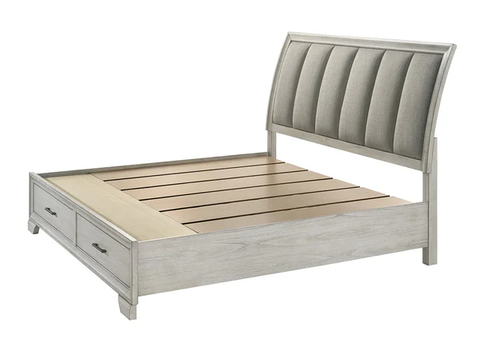 Jaymes White Mist Platform Storage Bed