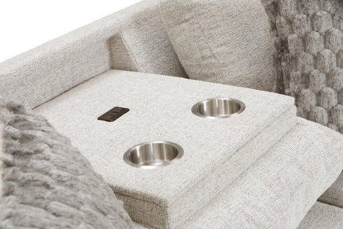Irving Cream Sofa w/ Drop Down Table - WCC Furniture & Mattress Center Lafayette & Lake Charles