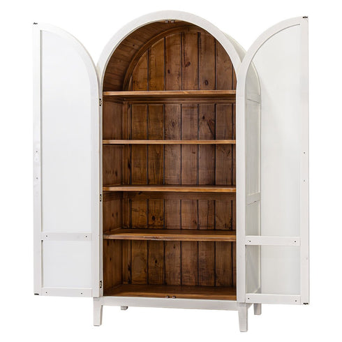 Julia Aged White Curved Showcase Cabinet - WCC Furniture & Mattress Center Lafayette & Lake Charles