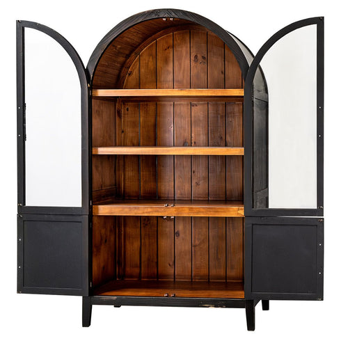 Julia Limousine Black Curved Showcase Cabinet - WCC Furniture & Mattress Center Lafayette & Lake Charles