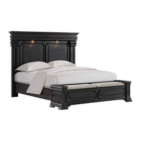 Kings Court Black Bed w/ Storage Bench - WCC Furniture & Mattress Center Lafayette & Lake Charles