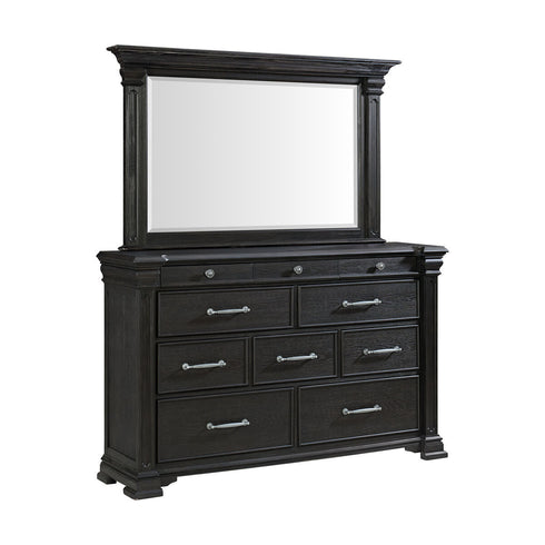 Kings Court Black Dresser & Mirror - WCC Furniture & Mattress Center Lafayette & Lake Charles