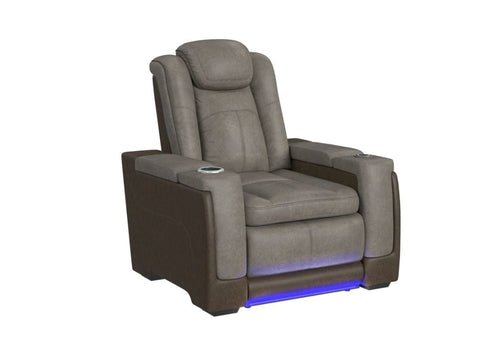 Lantana Rocky Grey/Brown Power Recliner w/ Power Headrest - WCC Furniture & Mattress Center Lafayette & Lake Charles