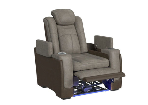 Lantana Rocky Grey/Brown Power Recliner w/ Power Headrest - WCC Furniture & Mattress Center Lafayette & Lake Charles