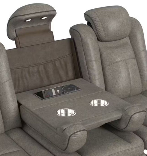 Lantana Rocky Grey/Brown Power Reclining Sofa - WCC Furniture & Mattress Center Lafayette & Lake Charles