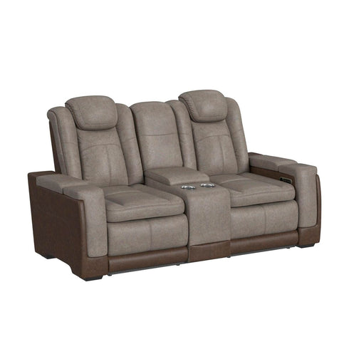 Lantana Rocky Grey/Brown Power Reclining Loveseat