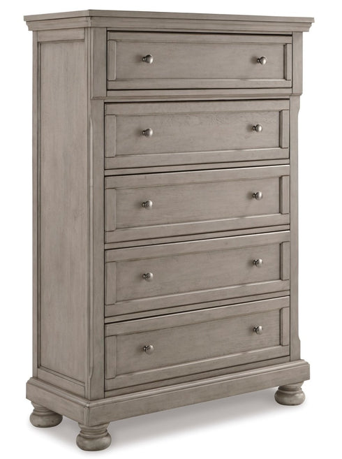Lettner Light Gray Five Drawer Chest - WCC Furniture & Mattress Center Lafayette & Lake Charles