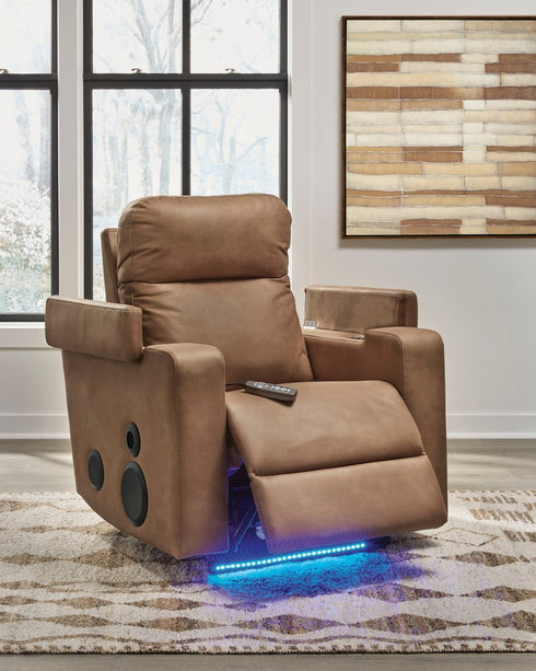 Lorrenton Caramel Power Auto Glider w/ Audio - WCC Furniture & Mattress Center Lafayette & Lake Charles