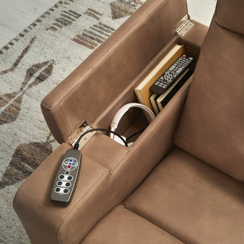Lorrenton Caramel Power Auto Glider w/ Audio - WCC Furniture & Mattress Center Lafayette & Lake Charles