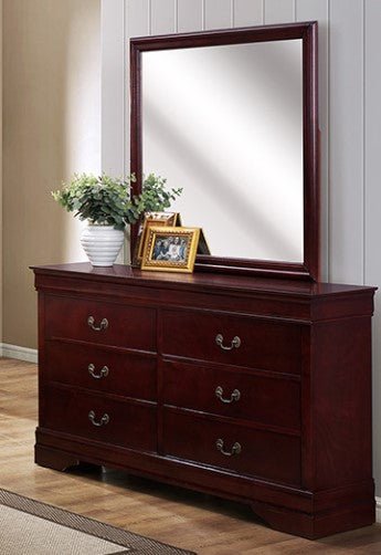 Louis Philip Cherry Dresser And Mirror - WCC Furniture & Mattress Center Lafayette & Lake Charles