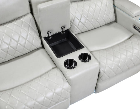 Luna Ice Power Reclining Loveseat w/ Console & Bluetooth Audio - WCC Furniture & Mattress Center Lafayette & Lake Charles