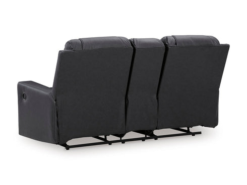 Mackmenville Carbon Reclining Loveseat w/ Console - WCC Furniture & Mattress Center Lafayette & Lake Charles