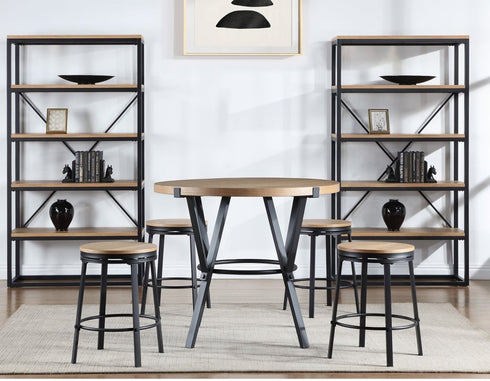 Magnolia Black/Sand 5 Piece Round Counter Height Dining Set - WCC Furniture & Mattress Center Lafayette & Lake Charles